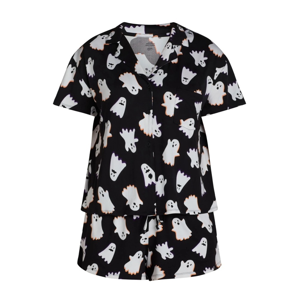 Celebrate It! Walmart Halloween Women’s Ghost Print Shorty Pajama Set, 2-Piece